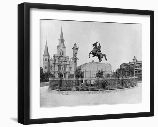 Jackson Square, New Orleans, C.1890 (B/W Photo)-American Photographer-Framed Giclee Print