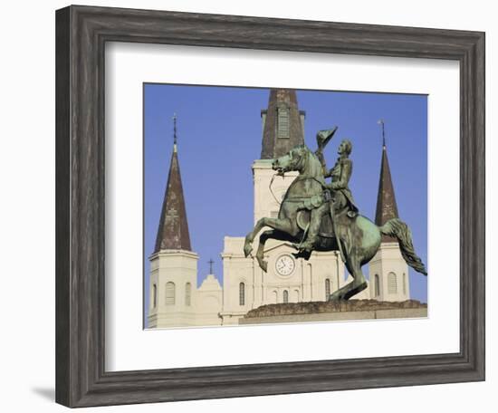 Jackson Square, St. Louis Cathedral, New Orleans, Louisiana, USA-Charles Bowman-Framed Photographic Print