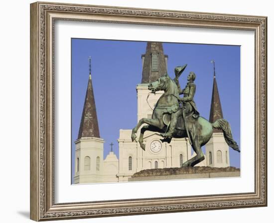 Jackson Square, St. Louis Cathedral, New Orleans, Louisiana, USA-Charles Bowman-Framed Photographic Print