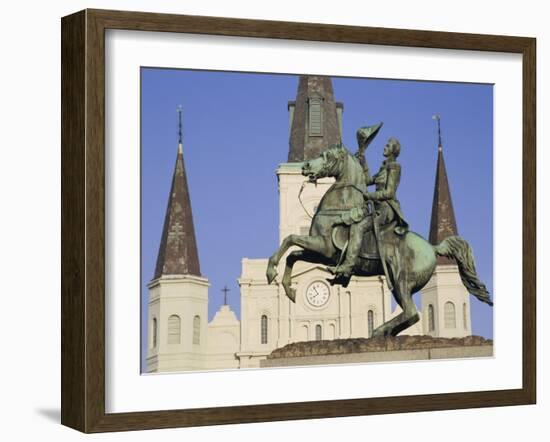 Jackson Square, St. Louis Cathedral, New Orleans, Louisiana, USA-Charles Bowman-Framed Photographic Print