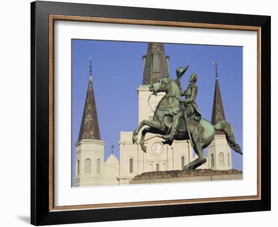 Jackson Square, St. Louis Cathedral, New Orleans, Louisiana, USA-Charles Bowman-Framed Photographic Print