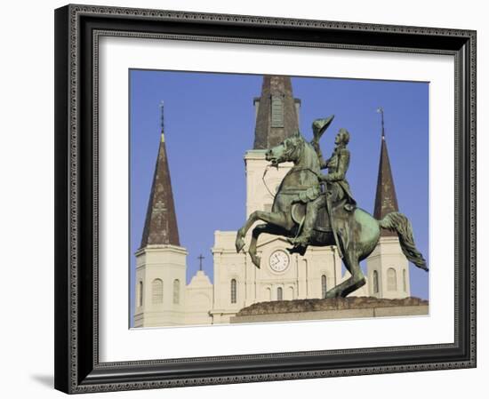 Jackson Square, St. Louis Cathedral, New Orleans, Louisiana, USA-Charles Bowman-Framed Photographic Print