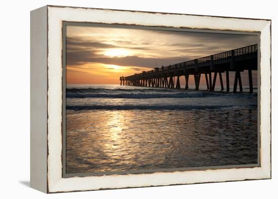 Jacksonville Beach, Florida Fishing Pier in Early Morning.-RobWilson-Framed Premier Image Canvas