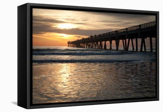 Jacksonville Beach, Florida Fishing Pier in Early Morning.-RobWilson-Framed Premier Image Canvas