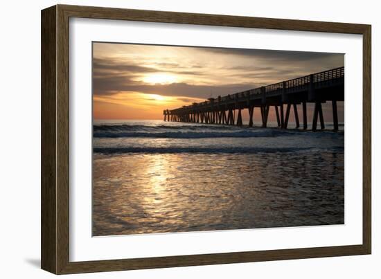 Jacksonville Beach, Florida Fishing Pier in Early Morning.-RobWilson-Framed Photographic Print