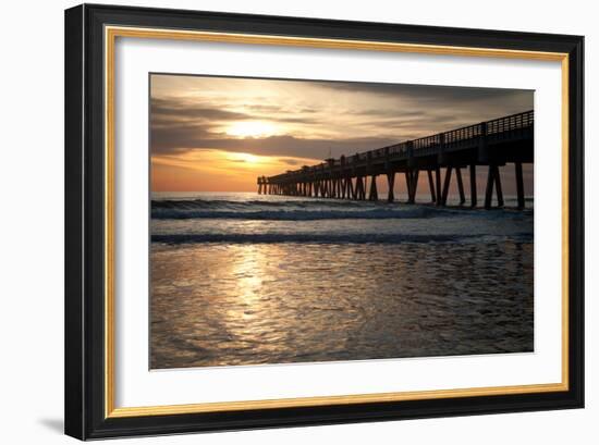 Jacksonville Beach, Florida Fishing Pier in Early Morning.-RobWilson-Framed Photographic Print