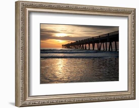 Jacksonville Beach, Florida Fishing Pier in Early Morning.-RobWilson-Framed Photographic Print