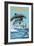 Jacksonville Beach, Florida - Jumping Dolphins-Lantern Press-Framed Premium Giclee Print