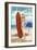 Jacksonville Beach, Florida - Surfer Pinup Girl-Lantern Press-Framed Art Print