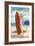 Jacksonville Beach, Florida - Surfer Pinup Girl-Lantern Press-Framed Art Print