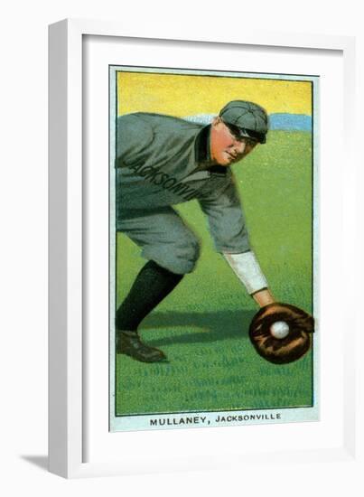 Jacksonville, FL, Jacksonville South Atlantic League, Dom Mullaney, Baseball Card-Lantern Press-Framed Art Print