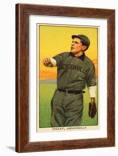 Jacksonville, FL, Jacksonville South Atlantic League, Violat, Baseball Card-Lantern Press-Framed Art Print