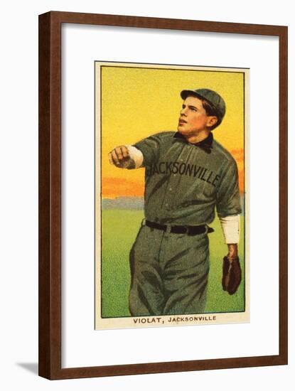 Jacksonville, FL, Jacksonville South Atlantic League, Violat, Baseball Card-Lantern Press-Framed Art Print
