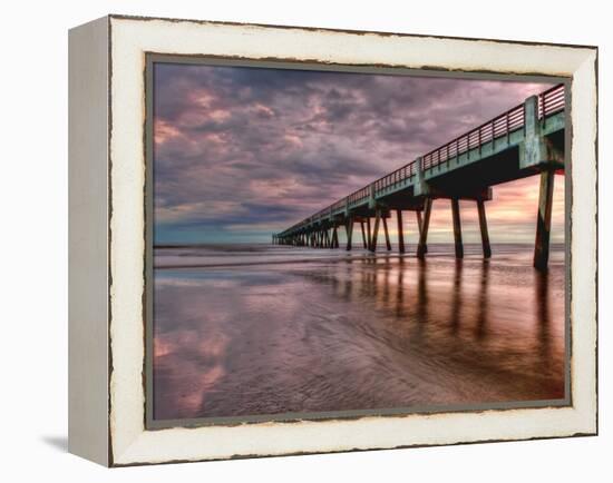 Jacksonville, Fl: Sunrise Colors the Skies at the Pier-Brad Beck-Framed Premier Image Canvas
