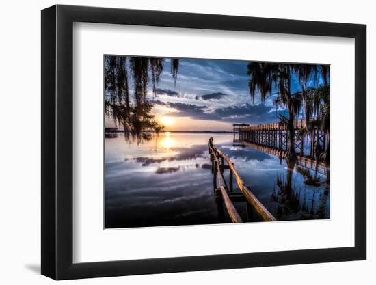 Jacksonville, Fl: Sunset Lights Up the Pier and Canoe Ramp-Brad Beck-Framed Photographic Print