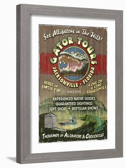 Jacksonville, Florida - Alligator Tours Vintage Sign-Lantern Press-Framed Art Print