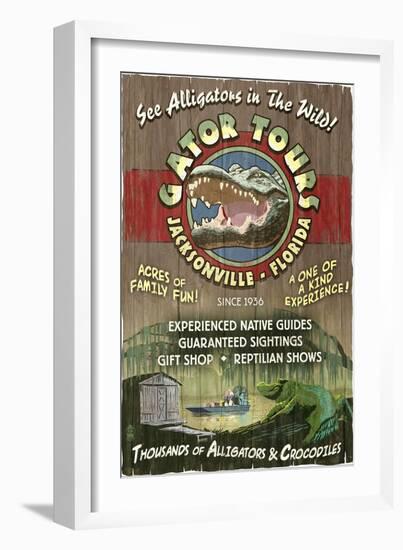 Jacksonville, Florida - Alligator Tours Vintage Sign-Lantern Press-Framed Art Print