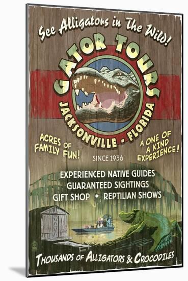Jacksonville, Florida - Alligator Tours Vintage Sign-Lantern Press-Mounted Art Print
