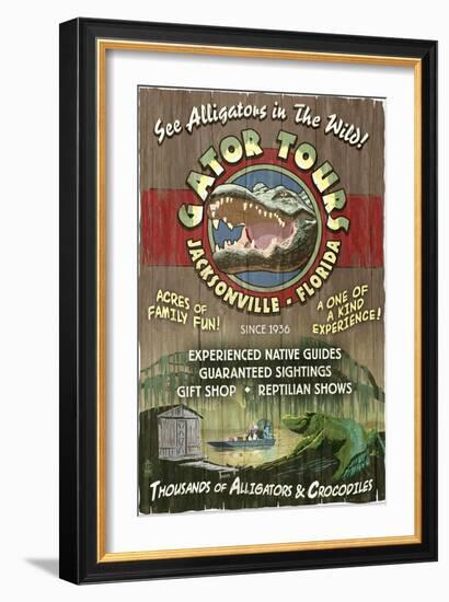 Jacksonville, Florida - Alligator Tours Vintage Sign-Lantern Press-Framed Art Print