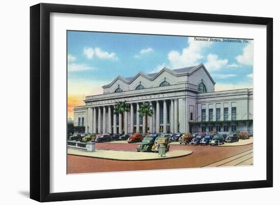 Jacksonville, Florida - Exterior View of Terminal Train Station-Lantern Press-Framed Art Print