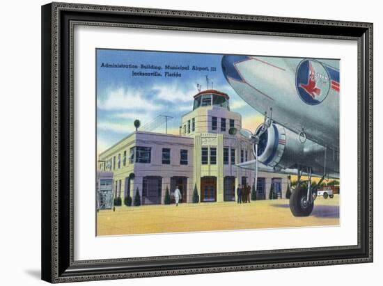 Jacksonville, Florida - Municipal Airport Administration Building-Lantern Press-Framed Art Print