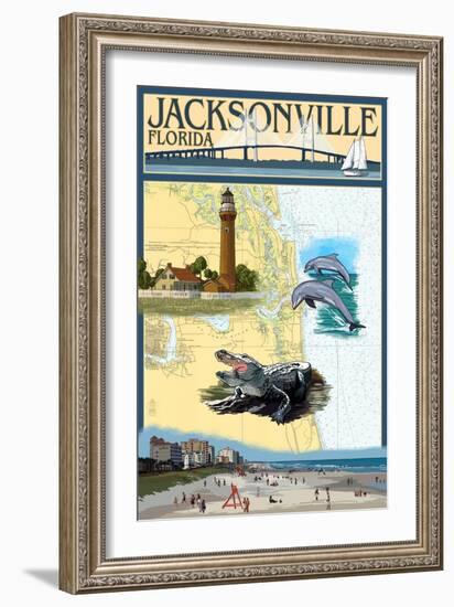 Jacksonville, Florida - Nautical Chart-Lantern Press-Framed Art Print