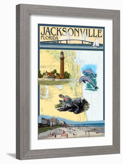 Jacksonville, Florida - Nautical Chart-Lantern Press-Framed Art Print