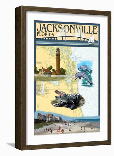 Jacksonville, Florida - Nautical Chart-Lantern Press-Framed Art Print