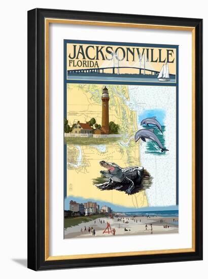 Jacksonville, Florida - Nautical Chart-Lantern Press-Framed Art Print