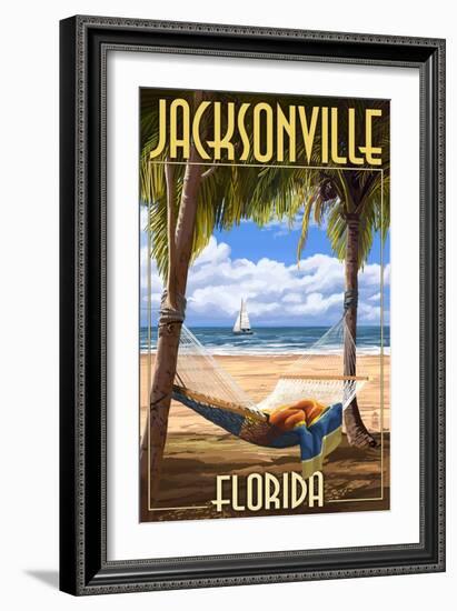 Jacksonville, Florida - Palms and Hammock-Lantern Press-Framed Art Print