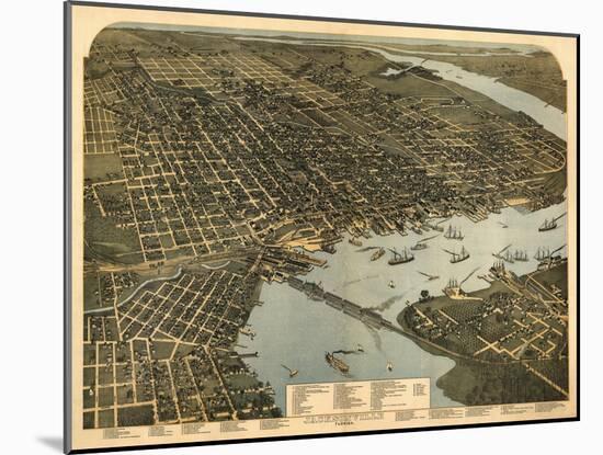 Jacksonville, Florida - Panoramic Map-Lantern Press-Mounted Art Print