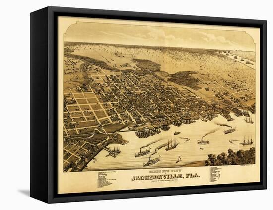 Jacksonville, Florida - Panoramic Map-Lantern Press-Framed Stretched Canvas