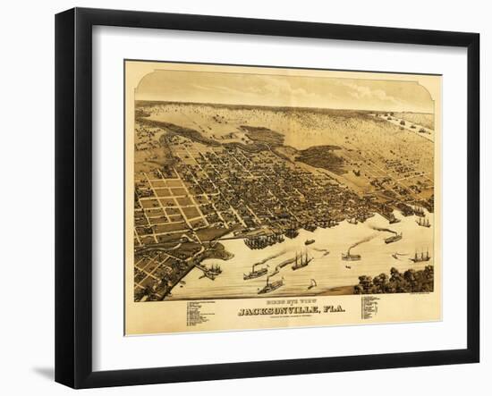 Jacksonville, Florida - Panoramic Map-Lantern Press-Framed Art Print