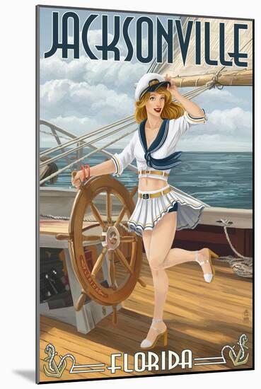 Jacksonville, Florida - Sailing Pinup Girl-Lantern Press-Mounted Art Print