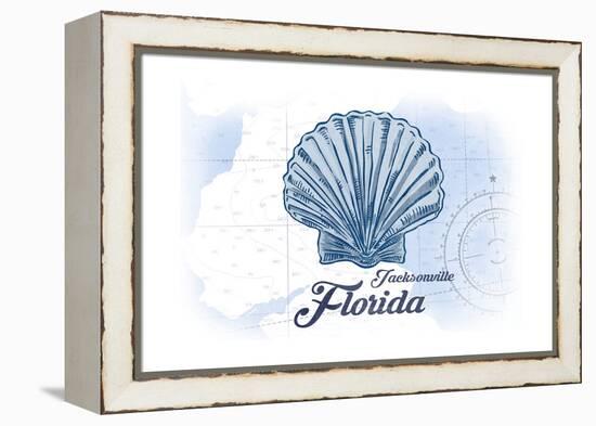 Jacksonville, Florida - Scallop Shell - Blue - Coastal Icon-Lantern Press-Framed Stretched Canvas