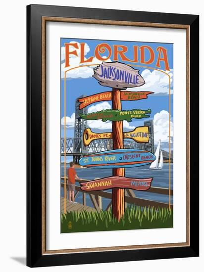 Jacksonville, Florida - Sign Destinations-Lantern Press-Framed Art Print