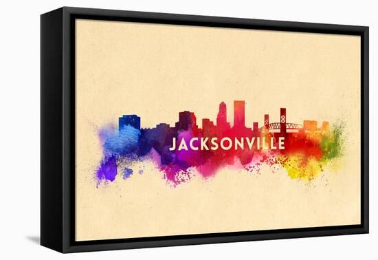 Jacksonville, Florida - Skyline Abstract-Lantern Press-Framed Stretched Canvas