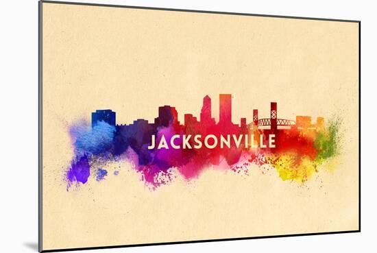 Jacksonville, Florida - Skyline Abstract-Lantern Press-Mounted Art Print