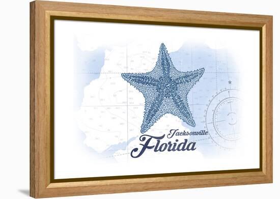 Jacksonville, Florida - Starfish - Blue - Coastal Icon-Lantern Press-Framed Stretched Canvas