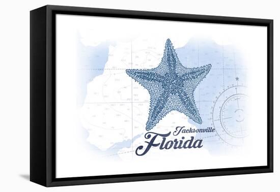 Jacksonville, Florida - Starfish - Blue - Coastal Icon-Lantern Press-Framed Stretched Canvas