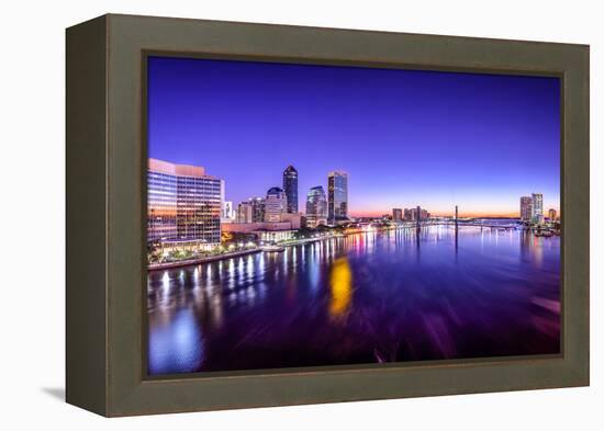 Jacksonville, Florida, USA City Skyline Panorama on St. Johns River at Dawn.-SeanPavonePhoto-Framed Premier Image Canvas