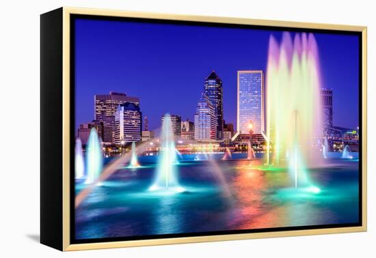 Jacksonville, Florida, USA Skyline at the Fountain.-SeanPavonePhoto-Framed Premier Image Canvas