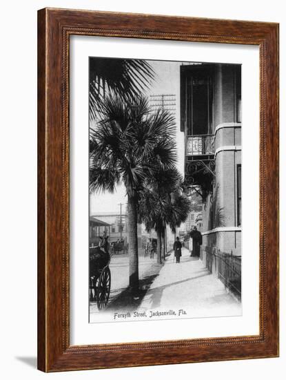 Jacksonville, Florida - View Down Forsyth Street-Lantern Press-Framed Art Print