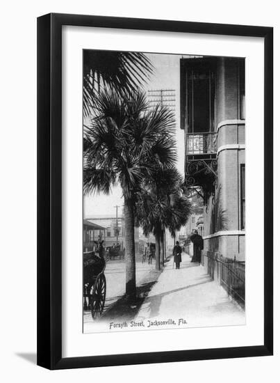 Jacksonville, Florida - View Down Forsyth Street-Lantern Press-Framed Art Print