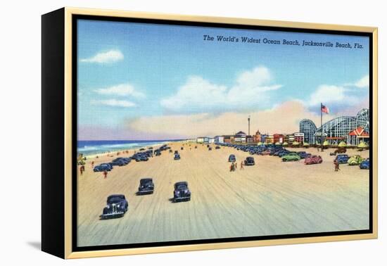 Jacksonville, Florida - View of World's Widest Ocean Beach-Lantern Press-Framed Stretched Canvas