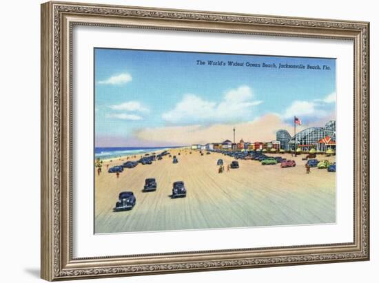 Jacksonville, Florida - View of World's Widest Ocean Beach-Lantern Press-Framed Art Print