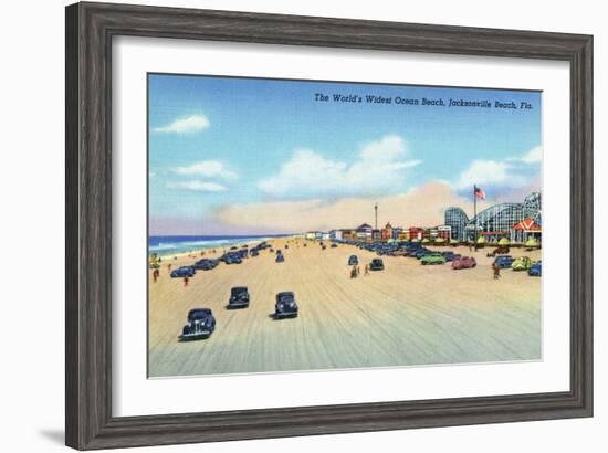 Jacksonville, Florida - View of World's Widest Ocean Beach-Lantern Press-Framed Art Print