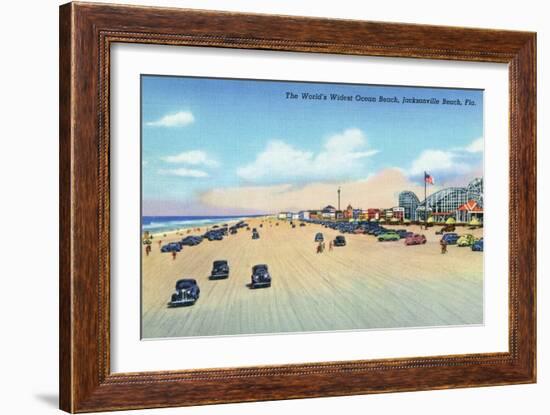 Jacksonville, Florida - View of World's Widest Ocean Beach-Lantern Press-Framed Art Print