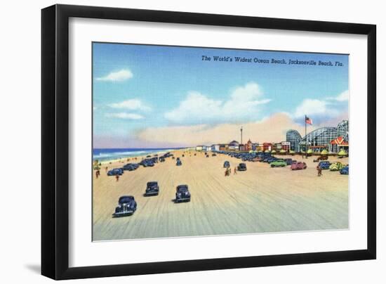 Jacksonville, Florida - View of World's Widest Ocean Beach-Lantern Press-Framed Art Print