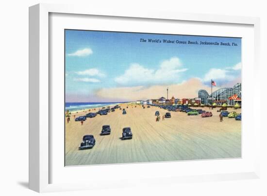 Jacksonville, Florida - View of World's Widest Ocean Beach-Lantern Press-Framed Art Print